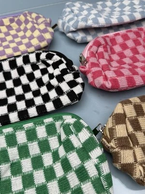 Lote de 6 novas bolsas de maquiagem cosmética padrão tecido rosa, roxo, azul, verde - Imagem 1 de 4