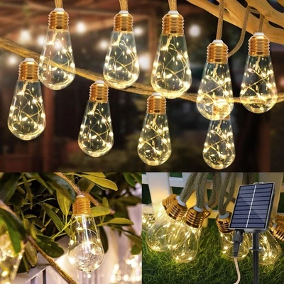 Solar String Lights Outdoor,26 Ft Vintage Rope Hemp Solar Patio with 8Modes a... - Image 1 of 4
