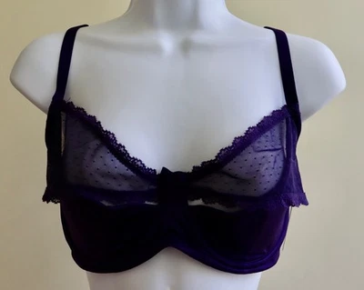FREDERICK'S OF HOLLYWOOD OPEN CUP FULL FIGURE BRA = SIZE 40D = PURPLE = NWT - Image 1 of 4