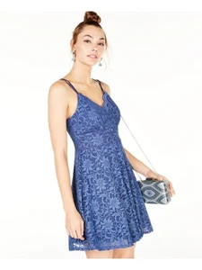 TEEZE ME Womens Spaghetti Strap V Neck Micro Mini Evening Trapeze Dress - Picture 1 of 8