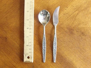 Vintage Interpur Jardinera Gänseblümchen Edelstahl Set Zuckerlöffel & Master Buttermesser - Bild 1 von 7