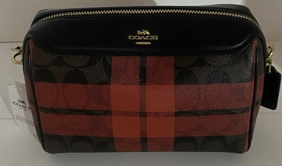 BOLSO BANDOLERA COACH NEW YORK CUERO NUEVO CON ETIQUETAS ROJO A CUADROS MUY BONITO 🔥 Foto 1 de 4