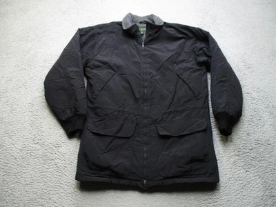 Vintage J Crew Oarsman Jacket Mens S Black Fleece Lined Nylon Zip Made USA 90s - Image 1 of 4