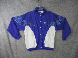 Vintage Reebok Jacket Women Medium Blue Purple White Windbreaker 90s Track Retro - Picture 1 of 24
