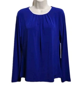 Calvin Klein Women's Tops Long Sleeve Dark Royal Blue Stretch Round Neck Small  - Picture 1 of 10