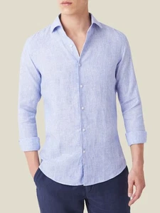 Luca Faloni Portofino Shirt Linen, Striped Classic Blue- Men’s XL/16.5 (42) - Picture 1 of 8