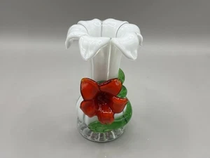 Mundgeblasener Kunstglas Blumen Kerzenhalter oder kleine Vase 4 Zoll - Bild 1 von 11
