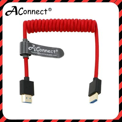 ALVIN'S CABLES 8K 2,1 Spiral HDMI Kabel 60Hz 4K 120Hz 48Gbps Atomos Ninja V Portkeys BM5 Rot