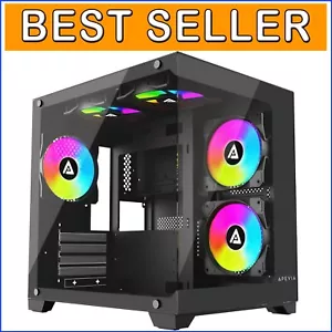 Prism Micro-ATX Gaming PC Cube Case with 5 ARGB Fans & Dual Tempered Glass - Picture 1 of 9