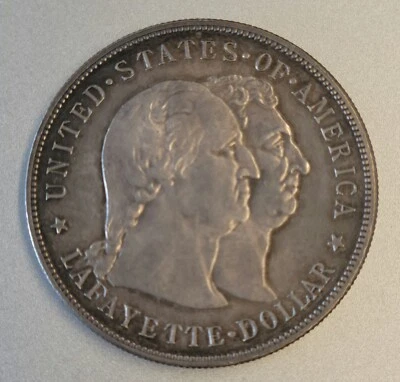RARE 1900 LAFAYETTE COMMEMORATIVE SILVER DOLLAR  * ORIGINAL* GUN METAL GREY!! - Image 1 of 2