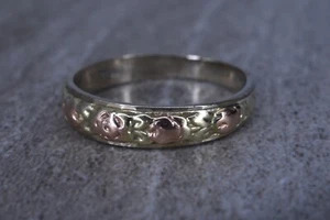 Trubrite Black Hills Gold Rosen Blätter Ring Weißgold 10k Gr. 6 - Bild 1 von 5