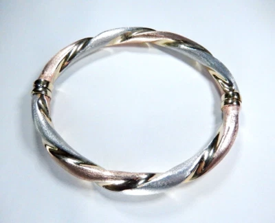 Brazalete Veronés-Italia Plata de Ley Oro Rosa y Amarillo y Blanco Vermeil Bisagras Foto 1 de 4