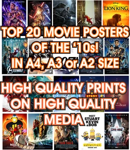POSTER FILM - TOP 20 FILM degli anni 2010 (2010-2019) in formato A4, A3 o A2 - Foto 1 di 21