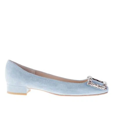 IL BORGO FIRENZE scarpe donna decolletè in camoscio blu avio con fibbia pitone - Immagine 1 di 4