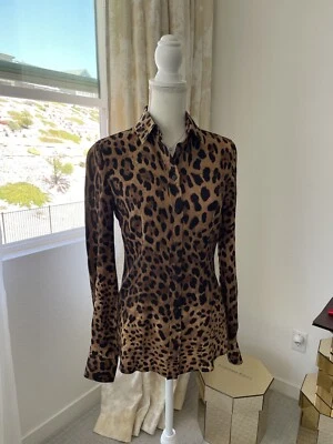 Blusa de seda con estampado animal Dolce Gabbana, camisa, talla IT 40, US 4 Foto 1 de 4