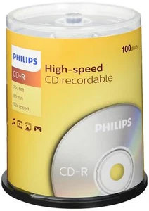 Philips Boîte 100 CD-R vierge 700 Mo 80 mins 52x 908210002426 gravure graveur pc - Photo 1/3