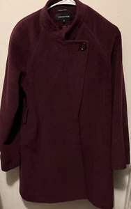 Abrigo para mujer Jones New York púrpura ciruela marrón lana con botones talla 12 - Imagen 1 de 1