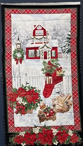 Timeless Treasures Weihnachten Panel Weihnachtsstern Kardinal Geschenk Quilten Stoff - Bild 1 von 8