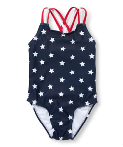 Baby Girl Bathing Suit American Flag 1-Piece Swimsuit Red White Blue Size 6-9M