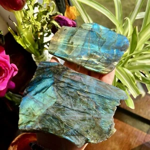 Labradorite Slab Coasters High Grade Crystal with Rainbow Flashes Gemstone Home - Picture 1 of 6