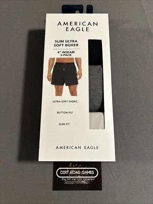 Paquete de 3 calzoncillos boxer American Eagle AEO para hombre 4” ajustados ultra suaves talla XS Foto 1 de 4