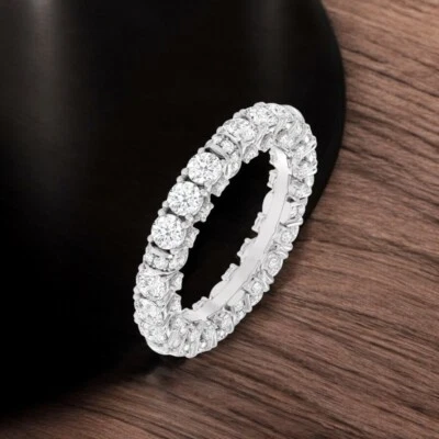 Lab Grown Round Diamond Eternity Band 2.75 Ct 14K White Gold 3.5 MM  E F VS - Image 1 of 4