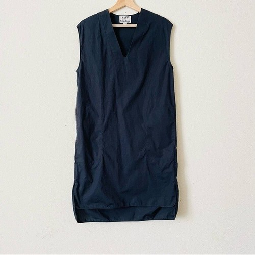 Acne Studios TAGLIA 34 mini abito nero senza maniche con tasche scollo a V