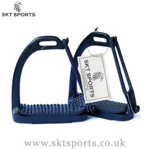 PEACOCK STIRRUPS HORSE EQUESTRIAN SAFETY IRON FILLIS BLACK SKT SPORTS - Picture 1 of 1
