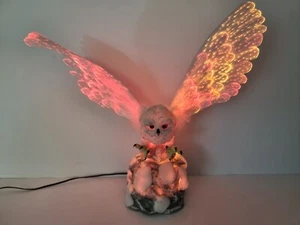 Vintage Glowing Flying Owl On a Rock Light 90's Multi Coloured Night Light - Imagen 1 de 21