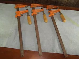 3 Vintage Jorgensen #3712 Sliding Bar Clamps 12 Inch 3701/3703 Wood Handles USA - Picture 1 of 5
