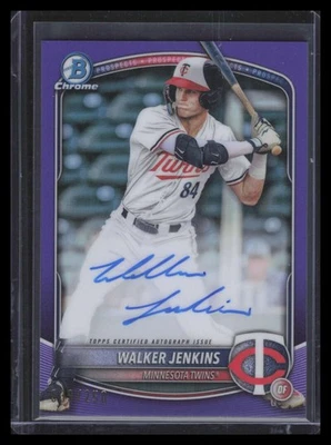 2025 Bowman Chrome Autographs Purple Refractor Walker Jenkins Rookie Auto 39/250 - Image 1 of 2