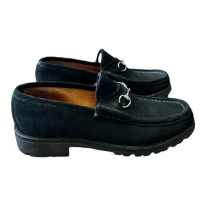 Gucci Black Suede Classic Horsebit Loafers Italy Authentic Men’s EU 40.5 / 7.5 - Picture 1 of 12