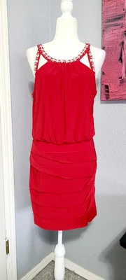 Vestido Rojo Formal Adornado Talla L Jodi Kristopher Foto 1 de 4