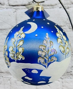 Christopher Radko Let It Azul Nieve Invierno Escena Luna Árboles Ornamento Alemania - Imagen 1 de 11