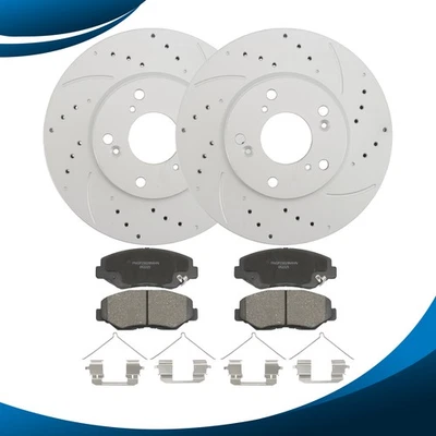 282mm Front Drilled Rotors Ceramic Brake Pads for Honda Accord Civic Element ILX Foto 1 de 4