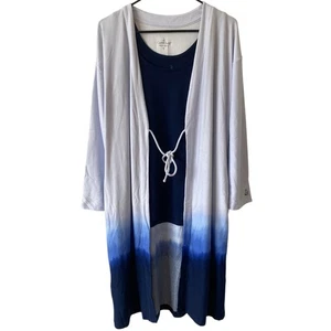 CUDDL DUDS NWOT Seriously Soft Cardigan and Tank Set Blue Dip Ombre Size Small - Picture 1 of 5