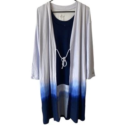 CUDDL DUDS NUEVO SIN ETIQUETAS Conjunto Cárdigan y Tanque Seriously Suave Azul Dip Ombre Talla Pequeña Foto 1 de 4