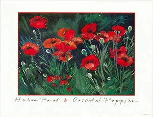 Helen Paul Red Oriental Poppies Flower 26 x 20 in - Picture 1 of 3