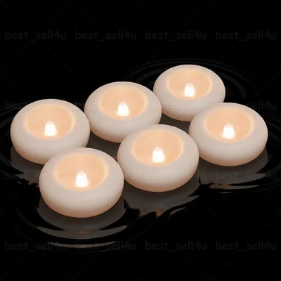 6x Waterproof Flickering Flameless LED Floating Tea light Candles Wedding Decor - Image 1 of 4