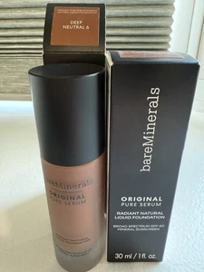 bareMinerals Original Pure Serum Liquid Foundation SPF 20 Deep Neutral 6 - Picture 1 of 4