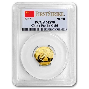 2015 China 1/10 oz Gold Panda MS-70 PCGS (First Strike) - Picture 1 of 3