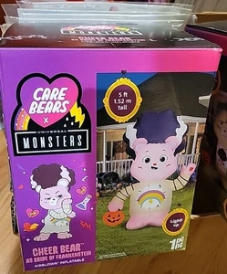 Care Bears X Monsters Cheer Bear Braut von Frankenstein Halloween aufblasbar 5' - Bild 1 von 3