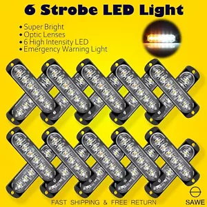 20 luces estroboscópicas intermitentes de advertencia de faro blanco ámbar 6 LED para automóvil camión - Imagen 1 de 7