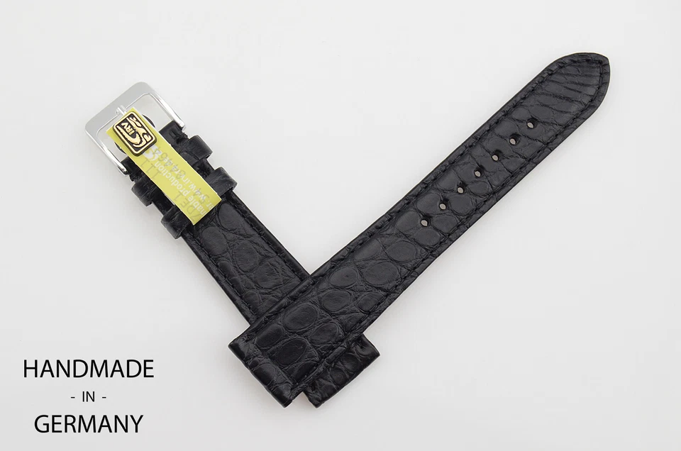 Graf Hecho a Mano en Alemania Correa Negra 19mm/16mm Louisiana Croco Band Foto 1 de 4