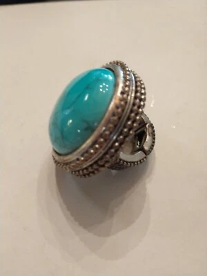 Anillo elástico Chicos imitación turquesa plata R13 Foto 1 de 4