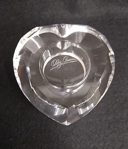 OLEG CASSINI Signed Faceted Crystal Votive Candle Holder Heart 3-1/2" & 1-3/4" t - Picture 1 of 4