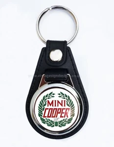 JOHN COOPER MINI FAUX LEATHER KEY RING / KEY FOB.CLASSIC MINI.UK MADE. - Picture 1 of 1