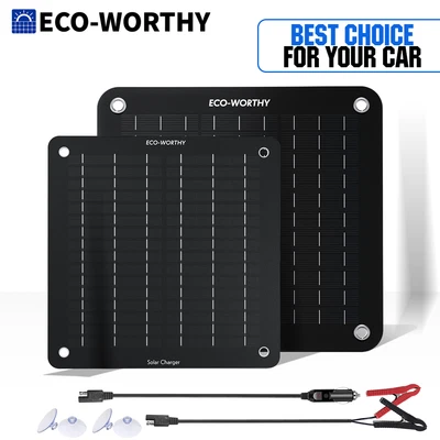 L02EP ECO-WORTHY 5W 10W Watt Mono Solar Panel Battery Trickle Charger Kit 12V Car RV