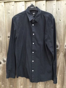 H&m Mens Navy Ribbed Shirt. Medium - Picture 1 of 3