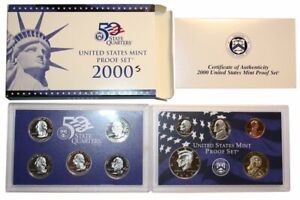 2000-S US Mint Proof Set 10 Gem Coins In OGP w/Box & COA